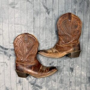 Ariat Heritage Brown Leather Square Toe Western Cowboy Boots Mens 10.5 EE Wide